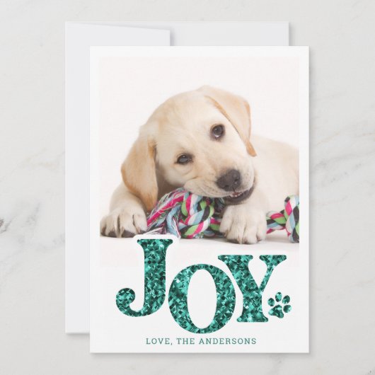 JOY Personalized Pet Photo Blauwgroen Paw Print Do Feestdagenkaart (Voorkant)
