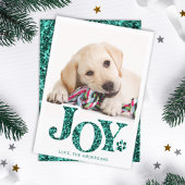 JOY Personalized Pet Photo Blauwgroen Paw Print Do Feestdagenkaart