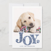 JOY Personalized Pet Photo Blue Paw Print Dog Feestdagenkaart (Voorkant)