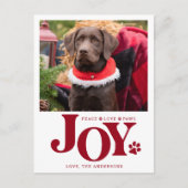 JOY Personalized Pet Photo Red Paw Print Dog Feestdagenkaart (Voorkant)