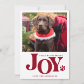 JOY Personalized Pet Photo Red Paw Print Dog Feestdagenkaart (Voorkant)