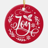 Joy Persoonlijke familienaam Kerstfeestdag Keramisch Ornament (Voorkant)