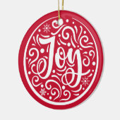 Joy Persoonlijke familienaam kerstfeestdag rood Keramisch Ornament (Links)