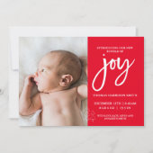 Joy Photo Baby Announcement Red Kaart (Voorkant)