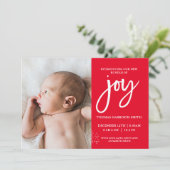 Joy Photo Baby Announcement Red Kaart (Staand voorkant)