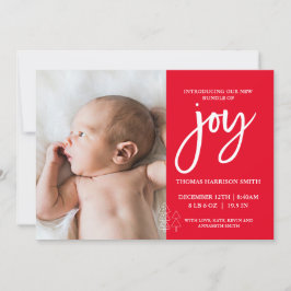 Joy Photo Baby Announcement Red Kaart