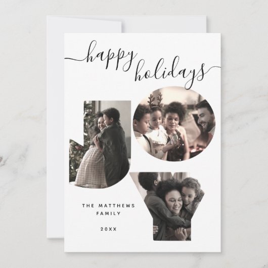 Joy Photo Collage Merry Prettige feestdagen kerst Feestdagenkaart (Voorkant)