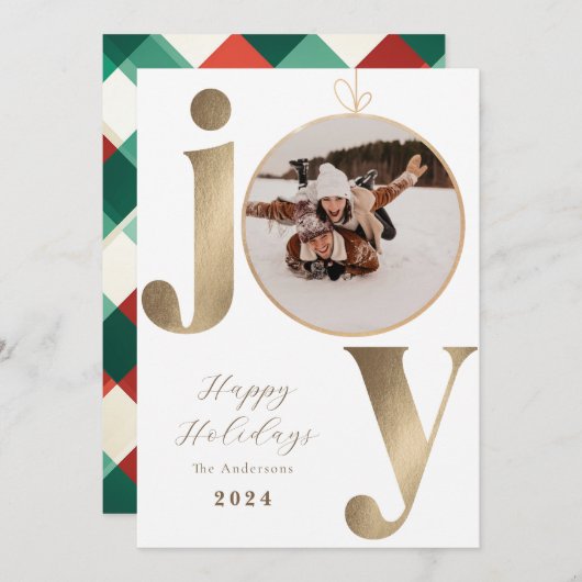 Joy Photo Holiday Kaart (Voorkant / Achterkant)
