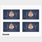 JOY Photo Navy Blue Copper Elegant Modern Holiday Rechthoekige Sticker (Vel)