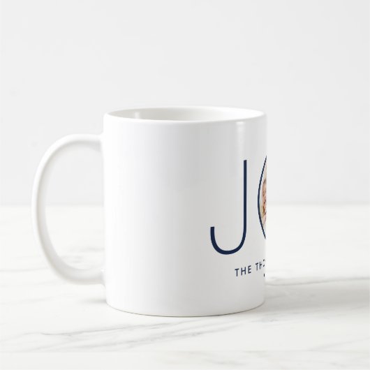JOY Photo Navy Blue White Modern kerstfeestdag Koffiemok (Links)