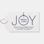 JOY Photo Navy Blue White Modern Minimal Kerstmis Cadeaulabel (Achterkant Horizontaal)