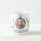 JOY Photo Ornament Simple Modern Christmas Holiday Koffiemok (Center)