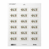 JOY Pine Cone Red Berry Birds Christmas Address Etiket (Full Sheet)