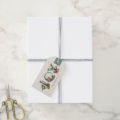 JOY Pine Cone Red Berry Birds Christmas Holiday Cadeaulabel (Met Touw)