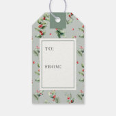 JOY Pine Cone Red Berry Birds Christmas Holiday Cadeaulabel (Achterkant)