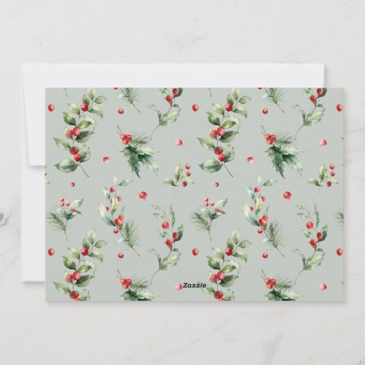 JOY Pine Cone Red Berry Vogels Kerstmis Feestdagenkaart (Achterkant)