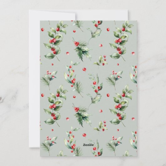 JOY Pine Cone Red Berry Vogels Kerstmis Foto Feestdagenkaart (Achterkant)