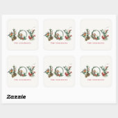 JOY Pine Cone Red Berry Vogels Kerstvakantie Vierkante Sticker (Vel)