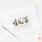 JOY Pine Cone Red Berry Vogels Kerstvakantie Vierkante Sticker (Envelop)