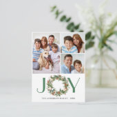 JOY Pine Cones Fir Wreate Kerstmis 3 FOTO Feestdagenkaart (Staand voorkant)