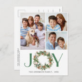 JOY Pine Cones Fir Wreate Kerstmis 3 FOTO Feestdagenkaart (Voorkant / Achterkant)