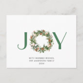JOY Pine Cones Fir Wreath Merry Kerstfeestdag Briefkaart (Voorkant)