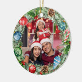 JOY Pine Krans Kerstfoto Ornament (Links)