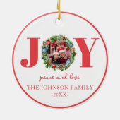 JOY Pine Krans Kerstfoto Ornament (Achterkant)