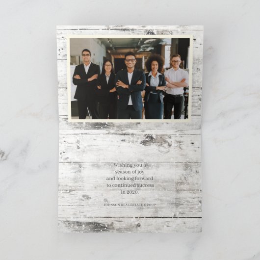 Joy & Pine op wit hout | Vakantie Groeten Kaart (Binnen)