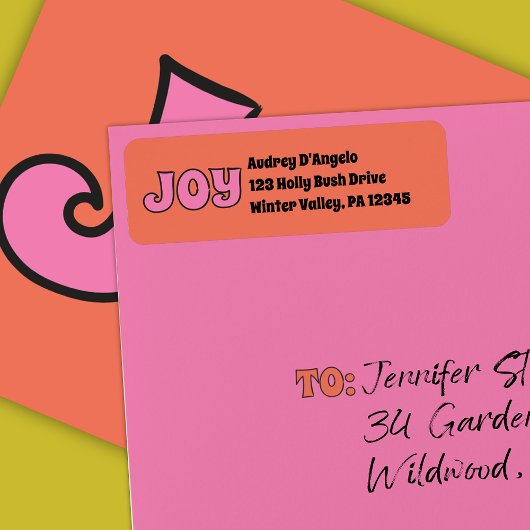 Joy Pink en Oranje retouradres Etiket