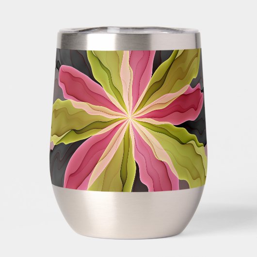 Joy, Pink Green Anthracite Fantasy Flower Fractal (Achterkant)