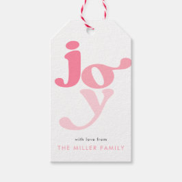 Joy Pink Moderne Retro Typografie Minimalistisch Cadeaulabel
