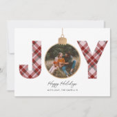 JOY Pink Plaid Multi Photo Holiday Kaart (Voorkant)