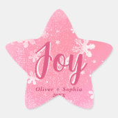 Joy Pink Snowflakes Christmas Holiday Gift Label (Voorkant)