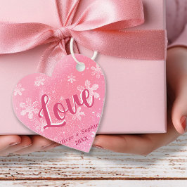 Joy Pink Snowflakes Christmas Holiday Gift Label