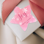 Joy Pink Snowflakes Christmas Holiday Gift Label