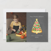 Joy Pizza Love Chalkboard Foto Feestdagenkaart (Voorkant)