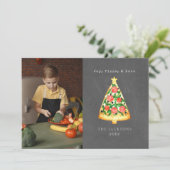 Joy Pizza Love Chalkboard Foto Feestdagenkaart (Staand voorkant)