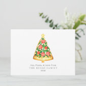 Joy Pizza Love Kerstmis Feestdagenkaart (Staand voorkant)
