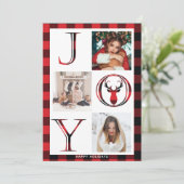 Joy Plaid 3 fotocollage Feestdagenkaart (Staand voorkant)