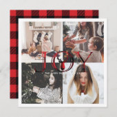 Joy Plaid 4 Foto Collage Feestdagenkaart (Voorkant / Achterkant)