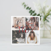Joy Plaid 4 Foto Collage Feestdagenkaart (Staand voorkant)
