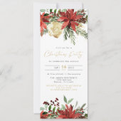 JOY Poinsettia Rode Bloemen Vakantie Party Kaart (Voorkant)