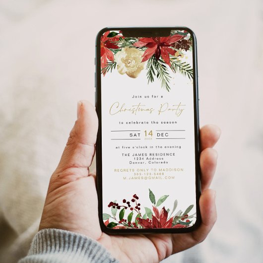 JOY Poinsettia Rode Bloemen Vakantie Party Kaart