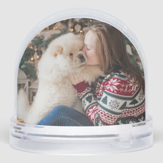 Joy poot print schattig huisdier foto kerst sneeuwbol (Achterkant)