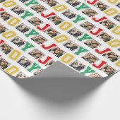 Joy preppy patches kleurrijke drie foto kerst cadeaupapier (Hoek)