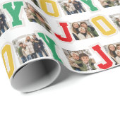 Joy preppy patches kleurrijke drie foto kerst cadeaupapier (Rol Hoek)
