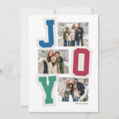 Joy preppy patches kleurrijke drie foto kerst feestdagenkaart (Voorkant)