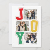 Joy preppy patches trendy drie foto kerst feestdagenkaart (Voorkant)