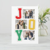 Joy preppy patches trendy drie foto kerst feestdagenkaart (Staand voorkant)